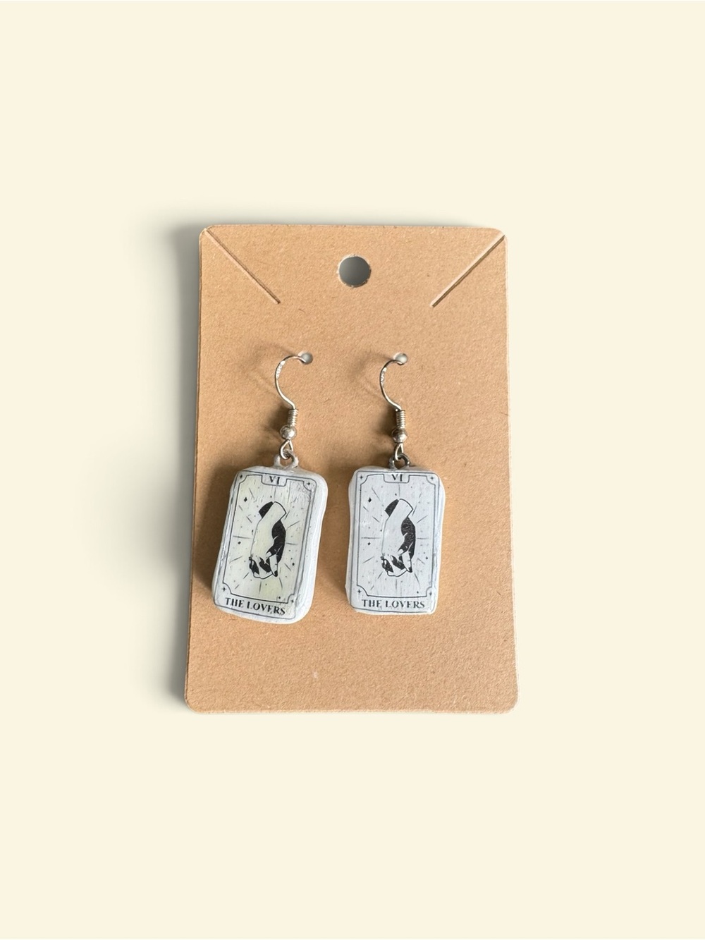 Handcrafted The Lovers Tarot Card Clay Resin Dangle Earrings